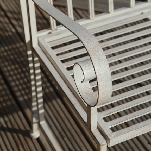 Wrought Iron 2 Seater White Bench