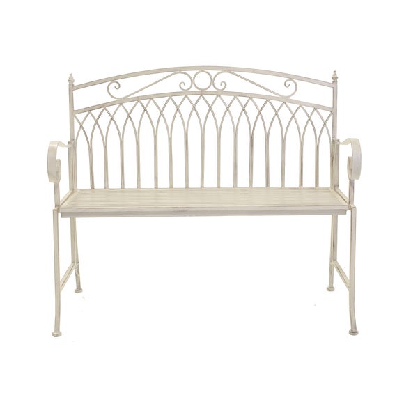 Wrought Iron 2 Seater White Bench
