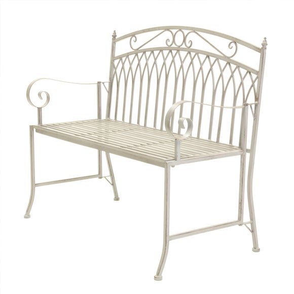 Wrought Iron 2 Seater White Bench