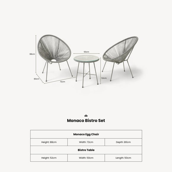 Monaco 2 Seater Egg Chair Bistro Set