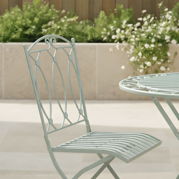 Charles Bentley Foldable Wrought Iron Sage Green Bistro Set