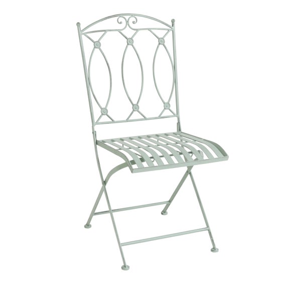Charles Bentley Foldable Wrought Iron Sage Green Bistro Set