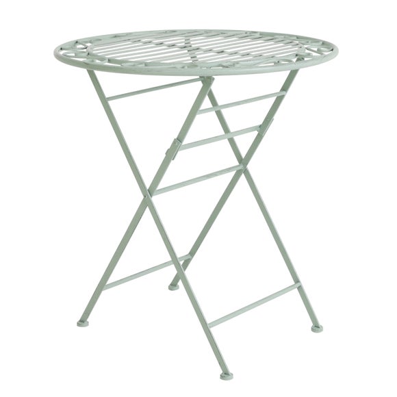 Charles Bentley Foldable Wrought Iron Sage Green Bistro Set