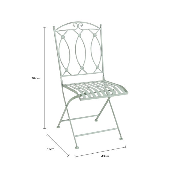 Charles Bentley Foldable Wrought Iron Sage Green Bistro Set