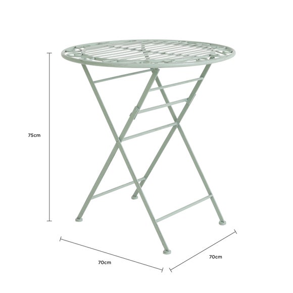 Charles Bentley Foldable Wrought Iron Sage Green Bistro Set