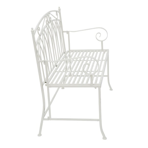 Wrought Iron 2 Seater White Bench