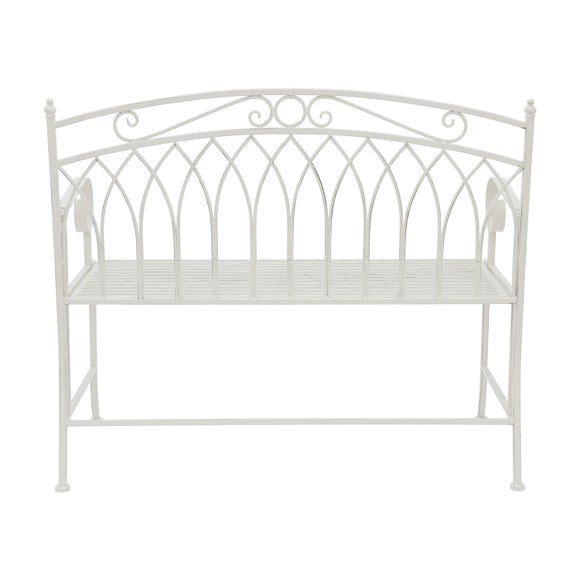 Wrought Iron 2 Seater White Bench