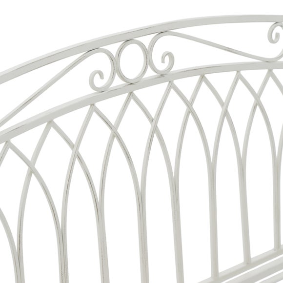 Wrought Iron 2 Seater White Bench