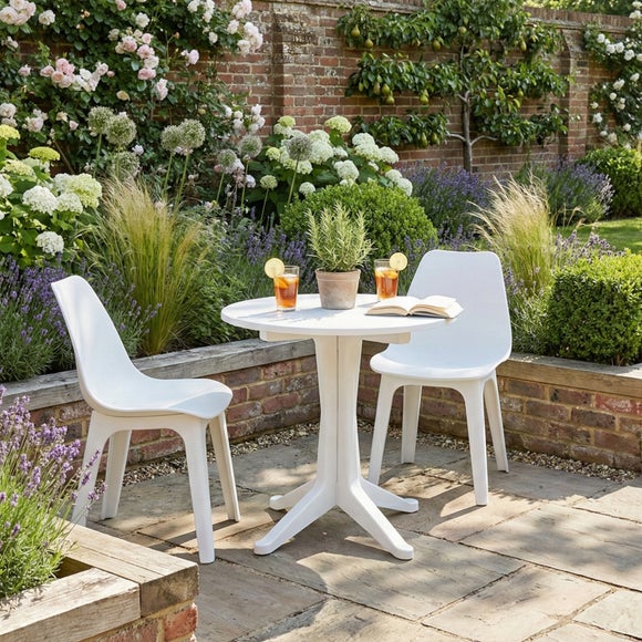 Levante 2 Seater White Bistro Set with Eolo Chairs