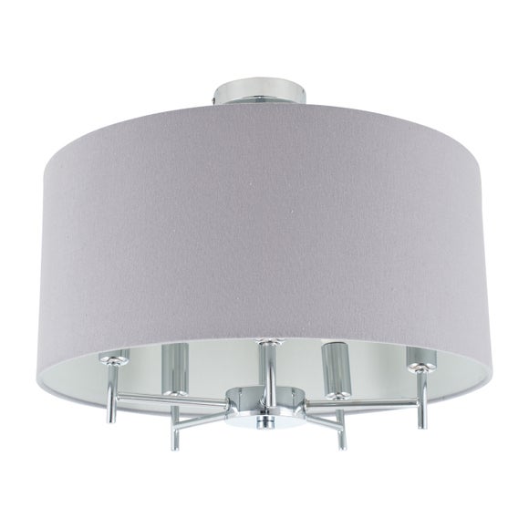 Plaza Silver Semi Flush Ceiling Light