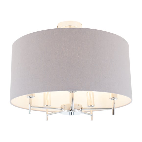 Plaza Silver Semi Flush Ceiling Light
