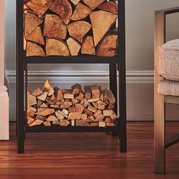 Tall Square Shelved Log Storage Basket
