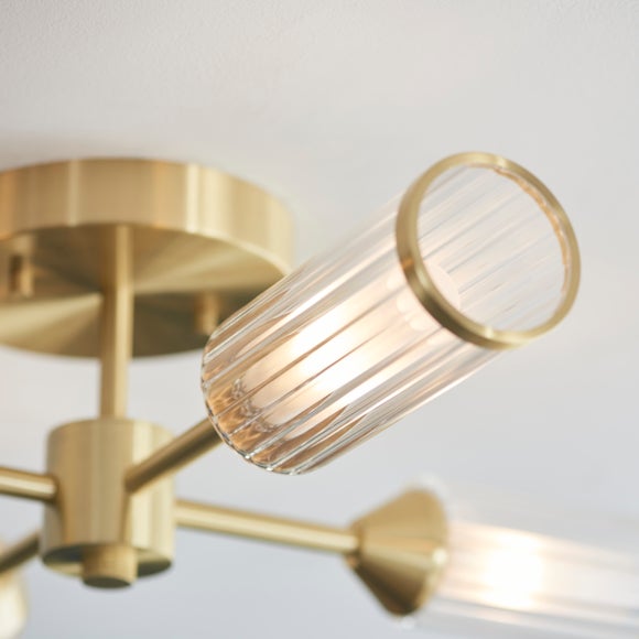 Vogue Bailey Ribbed 4 Light Semi Flush Ceiling Light