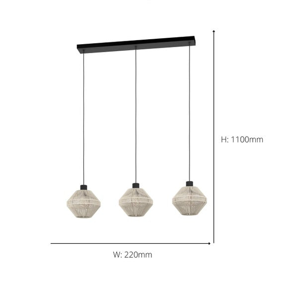 EGLO Midsumer 3 Light Adjustable Pendant Lights