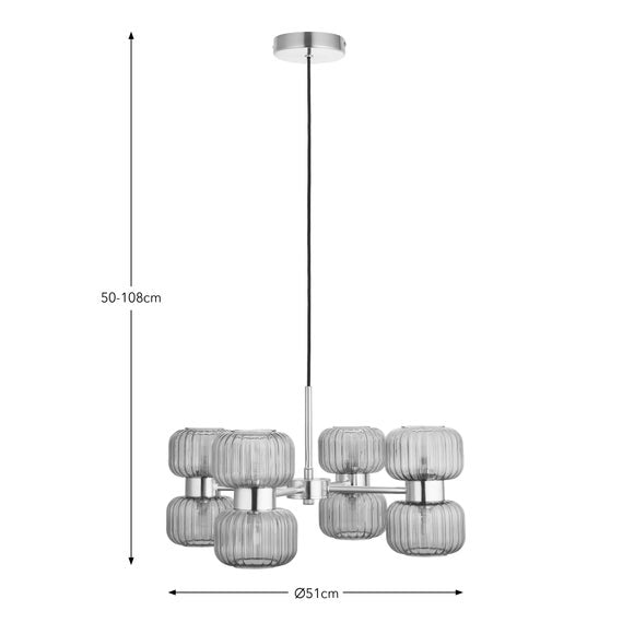 Riley Ribbed 8 Light Adjustable Ceiling Light