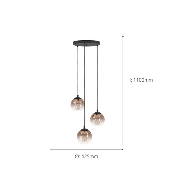 EGLO Ariscani 1 Ombre 3 Light Cluster Ceiling Light