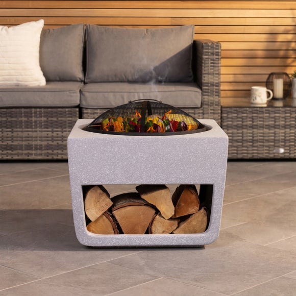 Charles Bentley Square BBQ Fire Pit with Mesh Cover