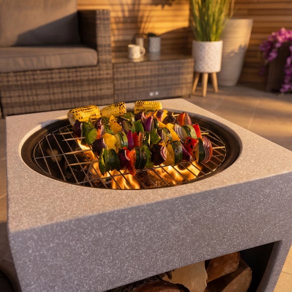 Charles Bentley Square BBQ Fire Pit with Mesh Cover