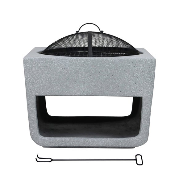 Charles Bentley Square BBQ Fire Pit with Mesh Cover