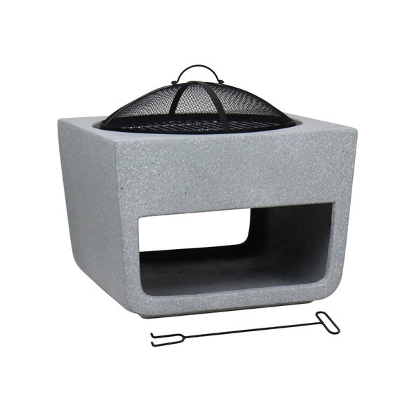 Charles Bentley Square BBQ Fire Pit with Mesh Cover