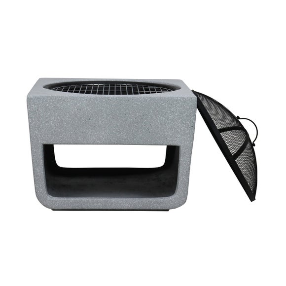 Charles Bentley Square BBQ Fire Pit with Mesh Cover
