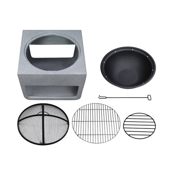 Charles Bentley Square BBQ Fire Pit with Mesh Cover