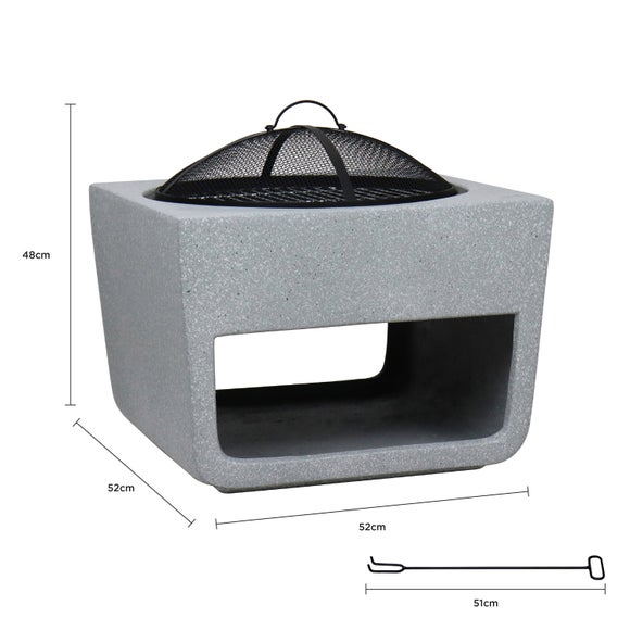 Charles Bentley Square BBQ Fire Pit with Mesh Cover