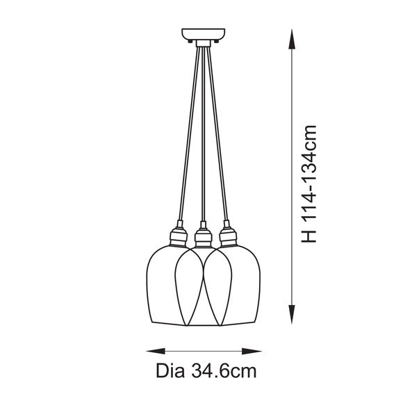 Vogue Sturt 3 Light Adjustable Cluster Ceiling Light, product image 7