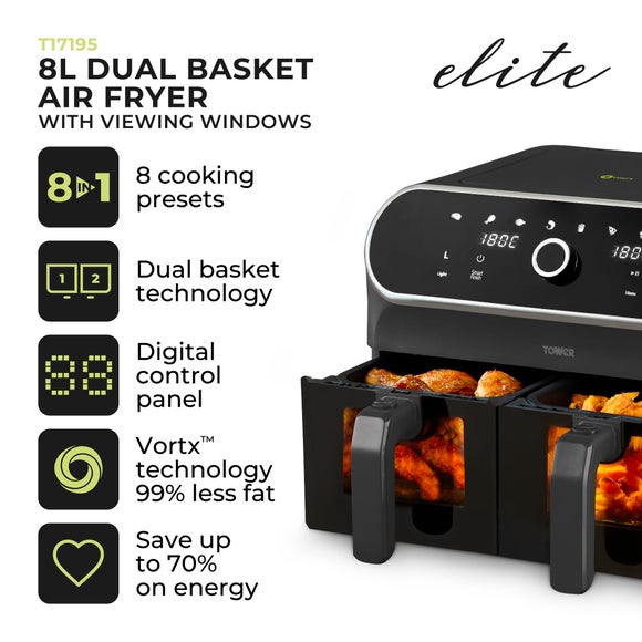 Tower 1700W Dual Baskets Air Fryer