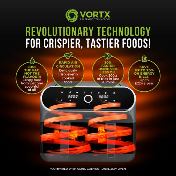 Tower 1700W Dual Baskets Air Fryer
